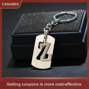 【CANAMEK 】 Stainless A-Z Letters Key Chain Charm 26 Letters KeyChain Men Women Keychain
