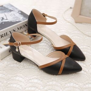 Free Shipping Spring And Summer Outerwear Small Size 2026 New Collection WomenS Closed-Toe Sandals With Chunky Heels And A Single-Strap Design Made Of Suede