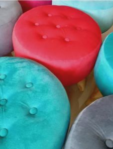 Stool Sofa Bulat Kancing Diameter 40cm Murah Kualitas Premium