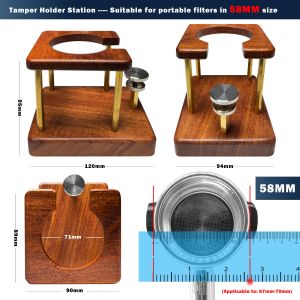NEOUZA Espresso 51/54/58mm Tamper Station Coffee Tamping Stand Holder for Tamper Distributor Portafilter Natural Rosewood Wooden