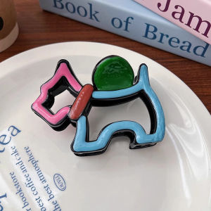 C.three Design Sense Color Blocked Dog Hair Claw Clip Ins High-end Hair Clip Colorful Shark Clip