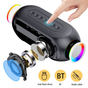 [24 hours delivery] Portable Stereo Sound Box with Alarm Clock Heavy Subwoofer BT Speaker Desktop Small BT Speaker for Party Outdoor Travel