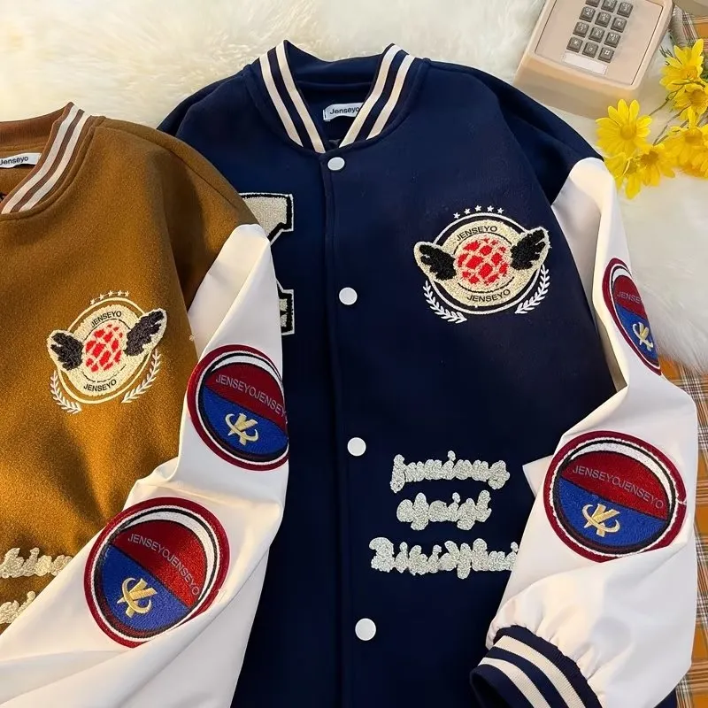 American Varsity Jacket Vintage Letter Embroidered Jacket