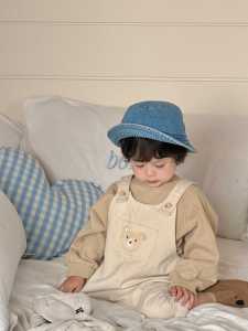 Baby spring clothing 2026 Korean-style childrens clothing boys spring long-sleeve clothes T Shirt and overalls set