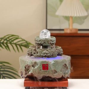 Ceramic Water Flowing Circulation Wealth Turning Office Desktop Feng Shui Ornament Opening Gift