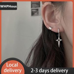 [COD] WHPHous Ship within 24 hours 1Pair Gothic Punk Style Alloy Drop Earrings Black Silver Color Stars Cross Simple Fashion Ear Stud For Women Men Rock Jewelry