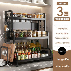 Rak Bumbu Dapur Stainless Steel Rak Bumbu Dapur Estetik Rak Botol Bumbu Rak Penyimpanan Bumbu Dapur Rak Bumbu 2-3 Susun