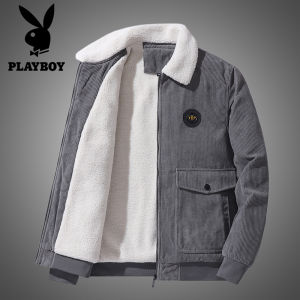 PLAYBOY Autumn and Winter Explosions Corduroy and Cotton Padded Middle-aged Lapel Lambswool Warm Jacket Jacket Men