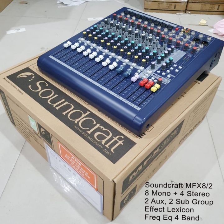 mixer soundcraft mfx8/mfx 8 ( 8 channel ) 2 aux + 2 group sub