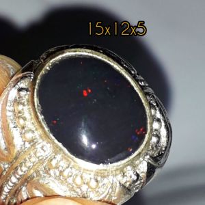 cincin batu kalimaya black opal solid asli baten