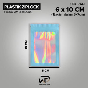( 50 Pcs ) Plastik Klip Biru Hologram | Ziplock Hologram Oil | Plastik Klip Hologram Serbaguna | Plastik Klip Accesories
