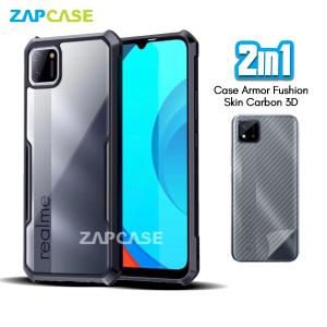 Case Realme C11 Armor Fushion Casing Free Skin Karbon