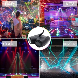 COD Lampu Proyektor Disco Sensor Suara RGB 128 LED 20W 2 Sorot / Lampu proyektor LED cahaya efek panggung pola RGBW warna-warni kontrol suara kepala ganda proyektor udaraEmslaser EL20