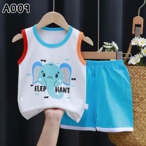 ชุดเซ็ตเสื้อกล้ามเด็ก ชุดเด็กแขนสั้น ชุดลำลอง เสื้อแขนกุดเด็ก ชุดเสื้อกล้ามเด็กเสื้อ+กางเกง1 เซ็ต ผ้าคอตตอนใส่สบาย