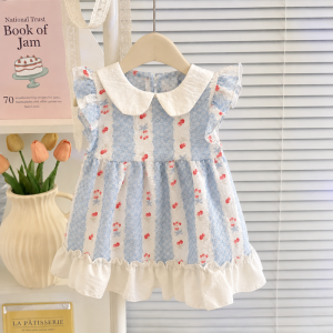 AILEBE Kids Dresses Sleeveless Ruffled A-Line Dress With Fitted Waist Soft Breathable Cotton Fabric Class A Safe Summer Wear Cute Prints OOTD Pambahay Pang Gala For Baby Girls 0-12 Years