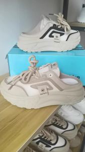 【Free Shipping】Color-blocked thick-soled closed-toe mules for women 2025 spring/summer mesh casual shoes breathable sporty style outdoor slippers