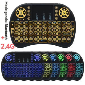 Keyboard Mini Nirkabel i8 2.4G Keyboard Genggam - i8 Mini Keyboard Bluetooth/Remote Kontrol Mini Keyboard Lampu latar tujuh warna