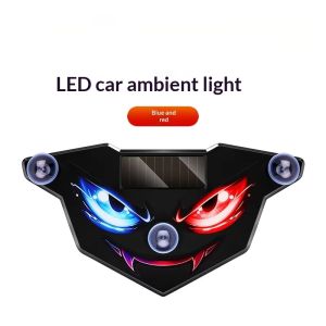 JBMBHC Demon Eye LED Car Light Solar Charging Vibration Sensor Multi Mode ABS Acrylic Body Suction Cup Mount Auto Interior Ambience Decoration