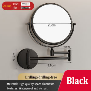 MEIDOO Bathroom Mirror Vanity Mirror Toilet Mirror No Punching Foldable Rotating Vanity Mirror Wall Mirror