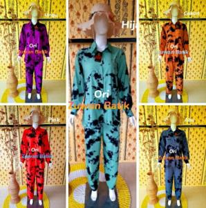 Setelan Tie Dye Wanita Soft Lengan Panjang Terbaru