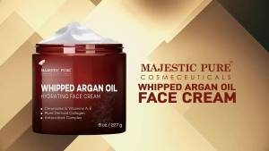 Majestic Pure Whipped Argan Oil Moisturizer Face Cream for Women & Men - With Vitamin E A Collagen & Ceramides - Hydrates Dry Skin Oily Skin Reduces Appearance of Fine Lines – 8oz