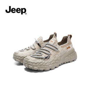 Jeep Spring and Autumn Hiking Shoes for Women Breathable Lightweight Non-Slip Climbing Shoes Comfortable Thick-Soled Sports Shoes Outdoor Mountaineering Shoes