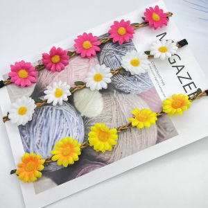 Small daisy headband Daisy flower handmade wreath head wearing multi-colored five daisy flower sun flower photo headband
