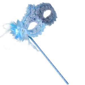 Feathered Masquerade Mask With Stick Flower Decoration Masquerade Mask Half Face Mask for Women Halloween Cosplay Proms