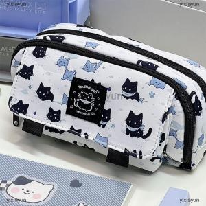 [COD] yixiayun Kawaii Three-layer Snow Cat Pencil Cases Large Capacity Pencil Bag Pouch Holder Box Office Student Stationery Organizer School Supplies