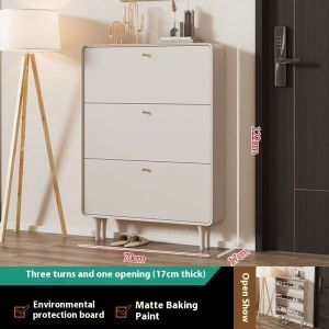 Urban Echo Shoe Cabinet Ultra Thin Flip Type Household Shoe Cabinet Cream Style Entrance Cabinet Large Capacity Shoe Storage Rack