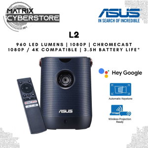 ASUS ZenBeam L2 Smart Portable LED Projector – 960 LED Lumens 1080p Google Certified Android 12 TV box sound by Harman Kardon 10 W speaker built-in battery ASUS Light Wall