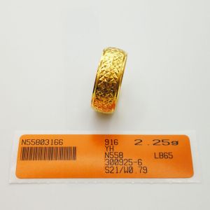 Cincin Belah Rotan Pelbagai Saiz 21 Emas 916 Yon Hing