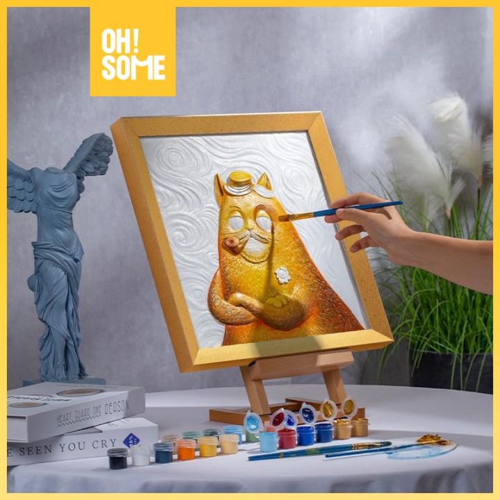 OHSOME RELIFE 3D Relief color painting series Large Portrait/Binge watching/Animal/Sunflower/Large Sky/Vase&Rose/Sea wave/Portrait/Irises/Pumpkin/Sunrise/Mother and Child