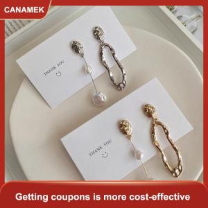 【CANAMEK 】 Geometric Pearl Earrings Asymmetrical Earrings Personality Irregular Fashion Baroque Style Earrings