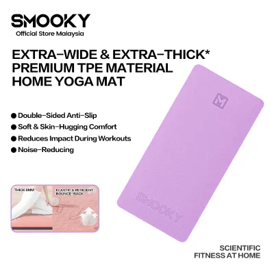 【Official】SMOOKY TPE Yoga & Fitness Mat (Size: 183cm*80cm*8mm) TPE瑜伽垫高弹力双面防滑｜抖音爆款推荐