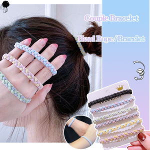 [small chrysanthemum]ยางรัดผม2-12ชิ้นแหวนผมผู้หญิงเวอร์ชั่นเกาหลีเรียบง่ายน่ารักสร้อยข้อมือเชือกหัวคู่ขนาดเล็กสดเชือกรัดผมที่เรียบง่าย