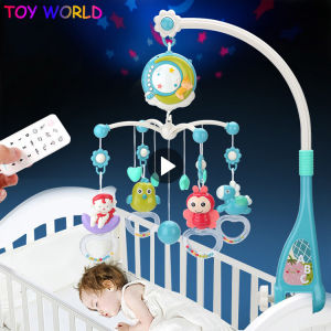 Baby Mobile Rattles Toys Cartoon Animal Crib Bed Bell Toddler Rattles Carousel For Cots Kids Musical Early Educational Toy for 0-12 Months Newborn Gift