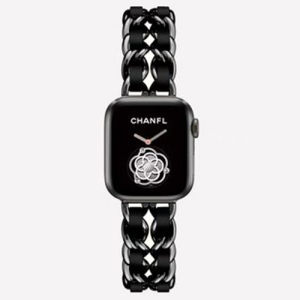 JANSIN Stainless Steel Chain With Leather Bracelet Band compatible for Apple Watch Series 8 7 6 SE 5 4 3 2 1 Ultra 49mm Band 41MM 45MM 40mm 44mm 38mm 42mm Strap