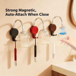 Home&Life.8 Magnetic Toothbrush Holder Wall Mount Cup Set No Drill Tahan Lama Bathroom Organizer Rumah Tangga Storage Rack