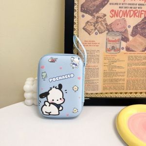 Kawaii Cartoon Sanrio Kuromi Hello Kitty Portable Mini Hard Shell Data Cable Charger Storage Bag Zipper Bag Pocket Pouch Gift Travel Must-have