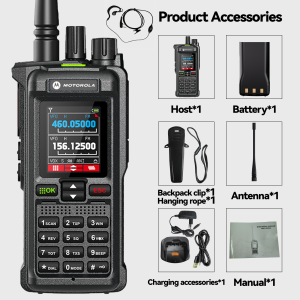 MOTOROLA GT12 walkie talkie long range  20KM 20W ultra-high power two way radio 6800mAh Battery 199 channel IP67 Waterproof dustproof Walkie-Talkies Suitable for outdoor/hotel/school/construction site