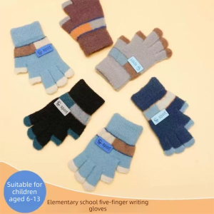 【COD&Fast Delivery】 6-13Years Old Warm Kids Winter Gloves Windproof Coldproof Children Mittens Fashion Candy Color Knitted Gloves Baby Boys Girls