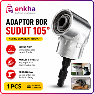 Adaptor Bor Sudut 105 Derajat Ekstensi Bit Hexagonal L Shape 1/4 Inch untuk Bor dan Obeng Hex Shank