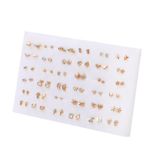 36 Pairs Korean Fashion Gold Silver Metal Earrings Mixed Styles Ins Geometirc Pearl Flower Plastic Stud Earring Set For Women Girls Jewelry Trendy Accessories Gifts