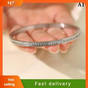 HB Fashion Simple Titanium Steel Gypsophila Bangle No Fading Light Luxury Temperament Full Diamond Bracelet For Women Jewelry