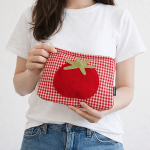 BNUE1 Large Capacity Grid Cosmetic Bag Tomato Red Women Toiletry Bag Portable Washbag Pencil Pouch Travel Essential