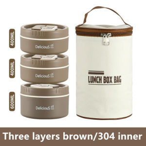 Stainless Steel Bento Box for Lunch Portable Insulated Food Container Set with Thermal Lunch Box 2 Separate Stackable Lunch Container