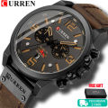 CURREN Jam Tangan Pria Anti Air Kronograf Olahraga Kulit Kasual Tanggal Bisnis Pria Arloji (8314). 
