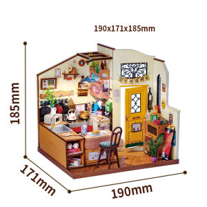 Rolife DIY Mini Dollhouse Model Kits Homey Kitchen DIY Dollhouse Kids Miniature Fantasy Doll House Wooden Kit Toy