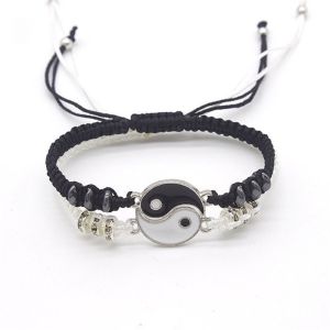 2pcs Couple Yin Yang Tai Chi Bracelet Friendship Friend Bracelet Adjustable Valentine Gift Bracelet